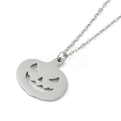 Halloween Series 202 Stainless Steel Cable Chain Pumpkin Pendant Necklaces LS-NJEW-S005-01P-B-1