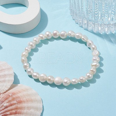 Natural Pearl Beaded Stretch Bracelets BJEW-JB10015-1