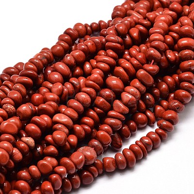 Natural Red Jasper Chip Beads Strands G-E271-124-1