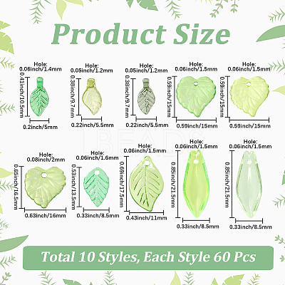 600Pcs 10 Styles Transparent Acrylic Pendants OACR-PA0001-49-1