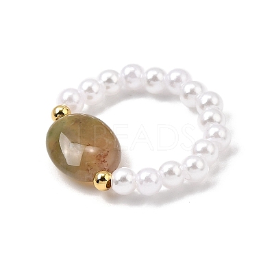 Natural Indian Agate Stretch Rings for Women RJEW-JR00911-1