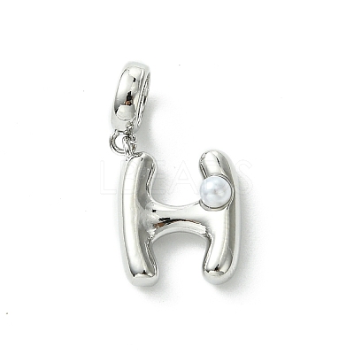 Rack Plating Brass with ABS Plastic Pearl European Dangle Charms KK-G501-02H-P-1