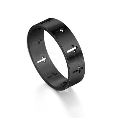 Stainless Steel Cross Finger Ring LS-RELI-PW0001-003C-EB-1