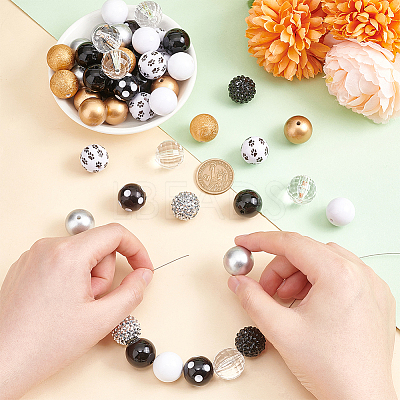 1 Set Mixed Style Acrylic Round Beads Sets SACR-PH0001-52D-1