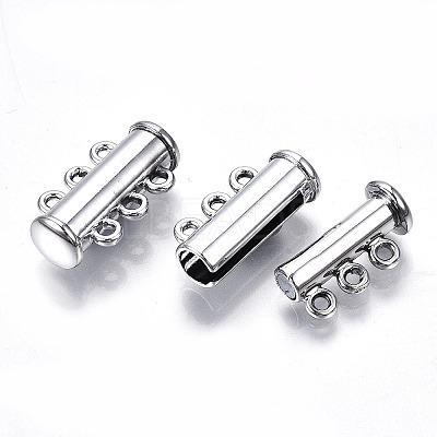 3-Strands Brass Magnetic Slide Lock Clasps X-KK-Q740-16P-1