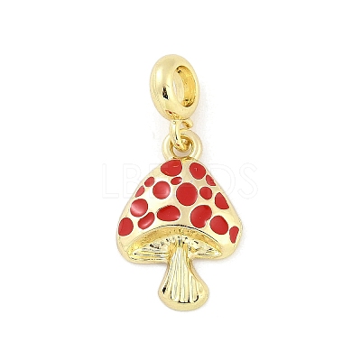Brass Red Enamel Vegetable European Dangle Charms KK-Z090-06G-03-1