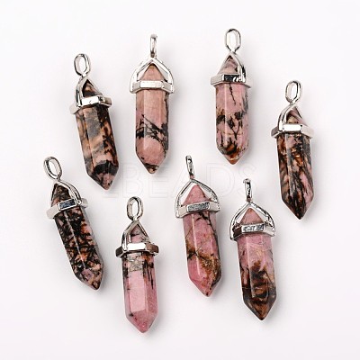 Natural Rhodonite Double Terminated Pointed Pendants G-F295-05D-1