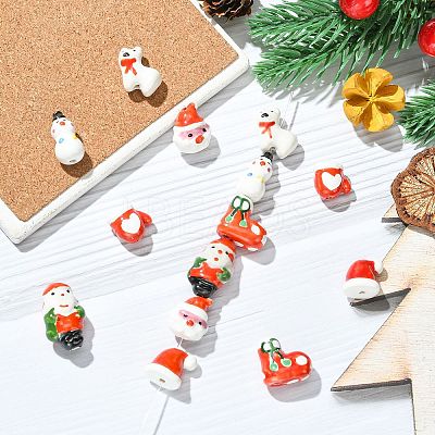 14Pcs 7 Styles Christmas Handmade Porcelain Beads PORC-CJ0001-36-1