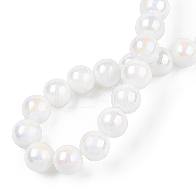 Electroplate Opaque Glass Beads Strands GLAA-T032-P8mm-AB02-1
