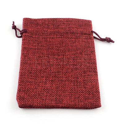 Polyester Imitation Burlap Packing Pouches Drawstring Bags ABAG-R005-9x7-06-1