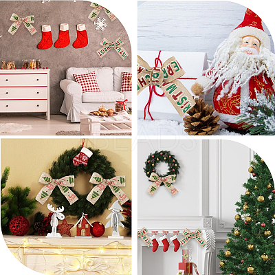 2 Rolls 2 Styles Christmas Printed Linen Ribbon OCOR-GF0002-72-1