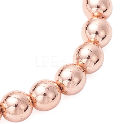 3Pcs Electroplate Non-magnetic Synthetic Hematite Round Beads Stretch Bracelets for Women BJEW-JB11944-1