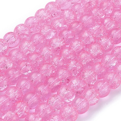 8MM Hot Pink Round Crackle Glass Beads Strands for Jewelry Making X-CCG-Q001-8mm-02-1