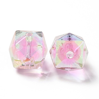 Two Tone UV Plating Rainbow Iridescent Acrylic Beads TACR-D010-02C-1
