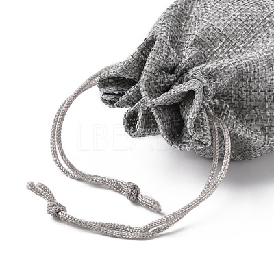 Polyester Imitation Burlap Packing Pouches Drawstring Bags ABAG-R005-14x10-04-1