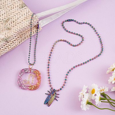 5M Rainbow Color 304 Stainless Steel Ball Chains STAS-SZ0002-22A-1