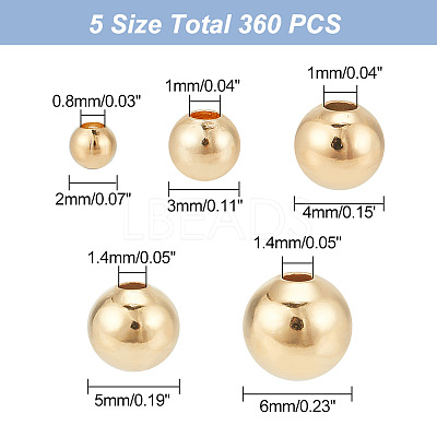 360Pcs 5 Styles Brass Spacer Beads KK-AR0003-33-1