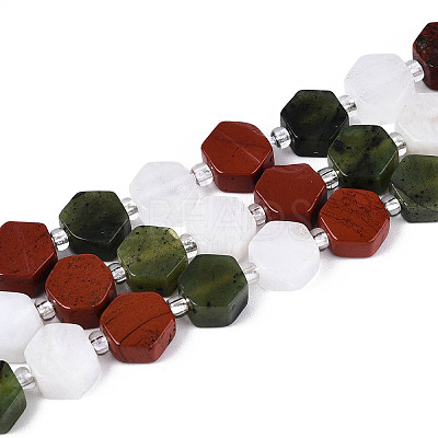 Natural Canada Jade & Red Jasper & Rainbow Moonstone Beads Strands G-T144-17A-01-1