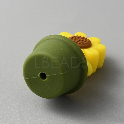 Sunflower Pot Food Grade Eco-Friendly Silicone Beads SIL-TAC0002-17A-1