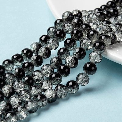 Spray Painted Crackle Glass Beads Strands CCG-Q002-8mm-11-1