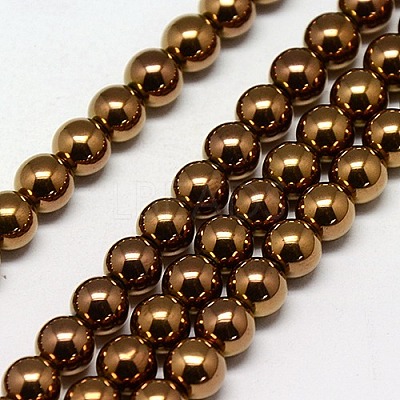 Electroplate Non-magnetic Synthetic Hematite Beads Strands G-J169A-6mm-01-1