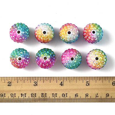 20Pcs Rainbow AB Resin Rhinestone Beads OACR-FS0002-33-1