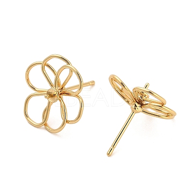 Flower Brass Stud Earring Findings KK-NH0009-10G-1
