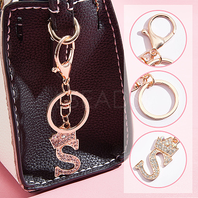 2Pcs 2 Style Flash Rhinestone Letter.S Pendant Keychain KEYC-DC0001-04-1