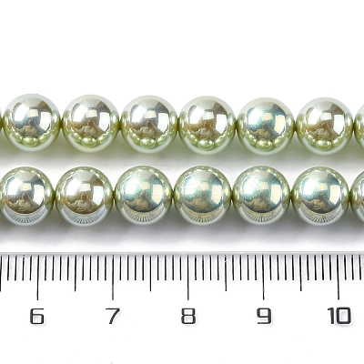 UV Plating Pearlized Glass Pearl Beads Strands GLAA-F128-01B-T14-1