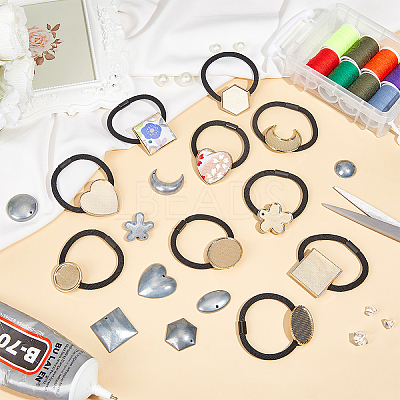 10Bags 10 Styles Metal Elastic Hair Ties Findings OHAR-ME0001-15-1