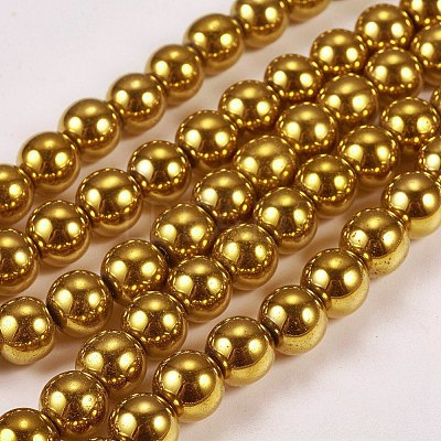 Electroplate Non-magnetic Synthetic Hematite Beads Strands G-J169A-8mm-04-1