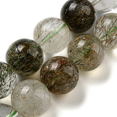 Natural Green Rutilated Quartz Beads Strands G-A219-A03-05-1