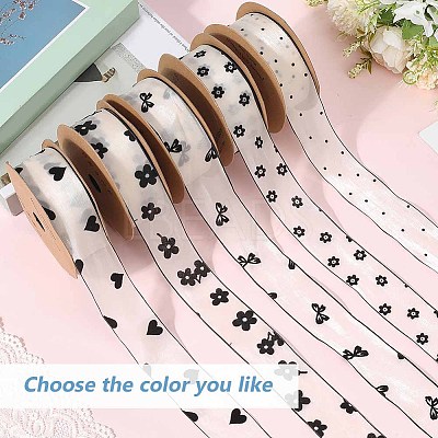 1Roll Printed Polyester Chiffon Ribbons OCOR-CY0002-35C-1