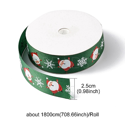 1 Roll Christmas Printed Polyester Grosgrain Ribbons OCOR-YW0001-05B-1