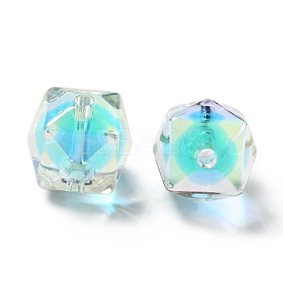 Two Tone UV Plating Rainbow Iridescent Acrylic Beads LS-TACR-D010-02A-1