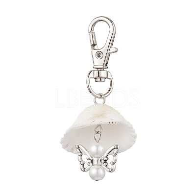 Angel Alloy & Natural Shell Pendant Decorations HJEW-JM02016-03-1