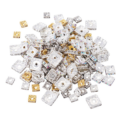 200Pcs 5 Styles Brass Rhinestone Spacer Beads KK-TA0003-39-1