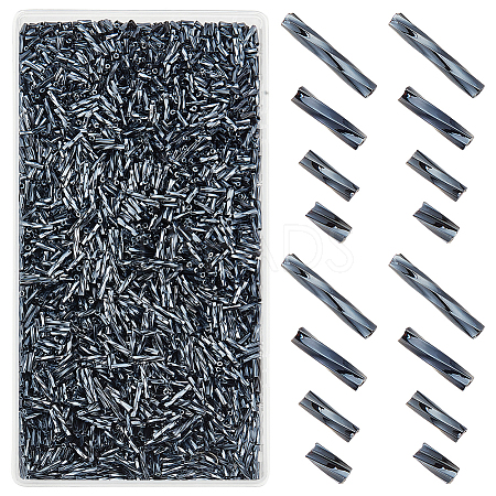 2000Pcs 4 Styles Glass Twisted Bugle Beads SEED-GO0001-09A-1