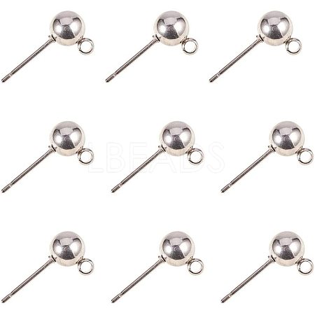 304 Stainless Steel Stud Earring Findings STAS-PH0018-68P-1