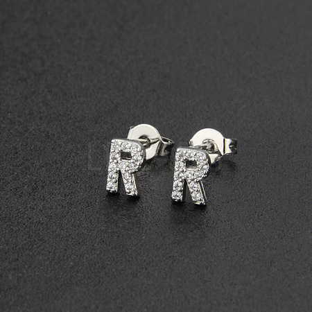 Brass Micro Pave Clear Cubic Zirconia Stud Earrings FS-WGC2F12-18-1