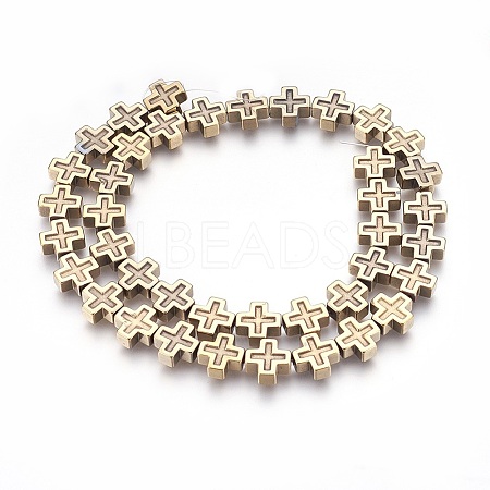 Electroplated Non-magnetic Synthetic Hematite Beads Strands G-P392-F06-1
