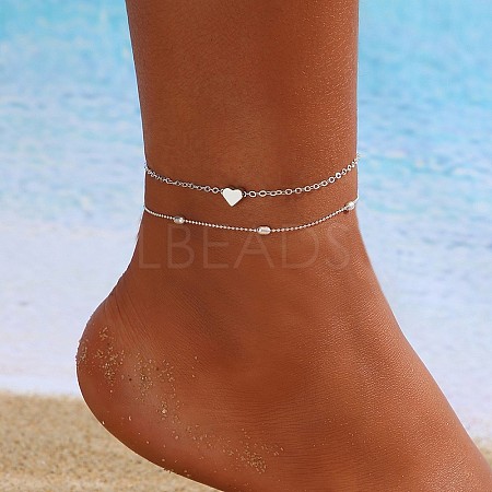 Alloy Double/Multi Layer Chain Anklets for Women WG9DD83-02-1