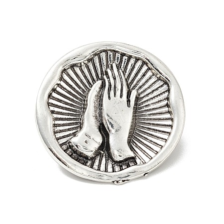 Alloy Praying Hand Badge Pin for Backpack Clothes JEWB-L013-02AS-1