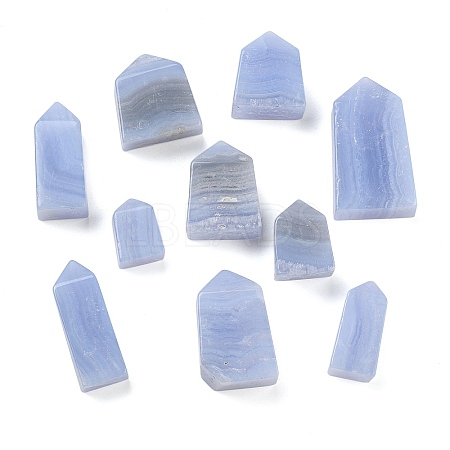 Natural Blue Lace Agate Point Pentagonal Prism Figurines G-G126-01-1