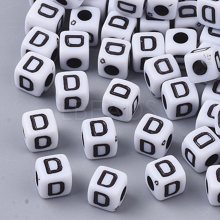 White Opaque Acrylic Beads X-MACR-R869-02D-1