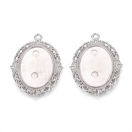 Non-Tarnish 304 Stainless Steel Pendant Cabochon Settings STAS-N114-02P-1
