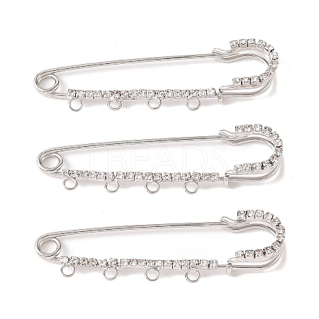 Iron Rhinestone Safety Pins Brooch Findings JEWB-E045-01B-P-1