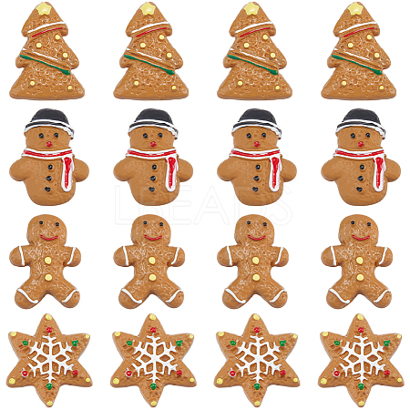 48Pcs 4 Styles Christmas Plastic Cabochons FIND-SC0011-29-1