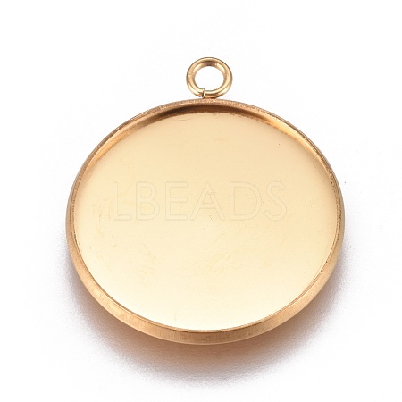 Ion Plating(IP) 304 Stainless Steel Pendant Cabochon Settings STAS-G127-13-22mm-G-1