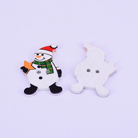 2-Hole Printed Wooden Buttons WOOD-WH0104-09-1